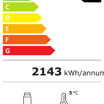 NordCap Wandkühlregal WKU 1250 BLACK – Energielabel