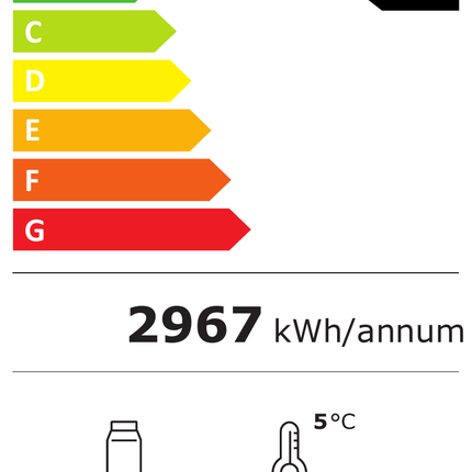 NordCap Wandkühlregal WKU 1870 BLACK – Energielabel