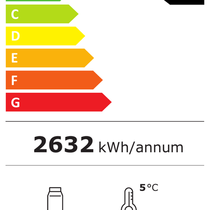 NordCap Panorama-Kühlvitrine CRISTAL TOWER 930 RV TN BLACK – Energielabel