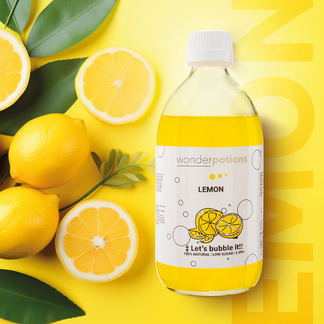 6x 500 ml Aroma Zitrone Wonderpotion für Wonder Bubbles Maschine Aromatisierte Flüssigkeit