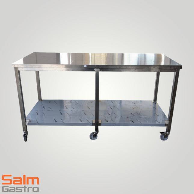 Saro Arbeitstisch 6 Füße auf Räder davon 4 Feststellbremse 1800x700x950mm