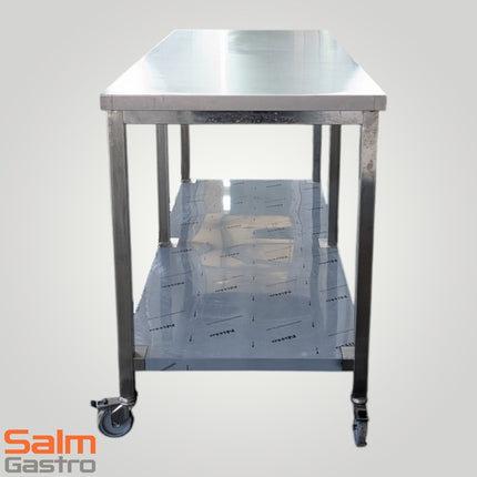 Saro Arbeitstisch 6 Füße auf Räder davon 4 Feststellbremse 1800x700x950mm