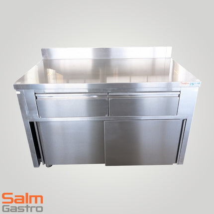 Saro Schiebetürenschrank CNS mit Aufkantung 2 Schubladen 1200x700x850mm