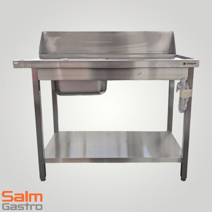 Stalgast Zulauftisch CNS rechts 1200x742x900 mit Becken 500x400x250 und Spritzschutzblech 360mm