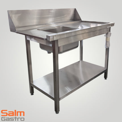 Stalgast Zulauftisch CNS rechts 1200x742x900 mit Becken 500x400x250 und Spritzschutzblech 360mm