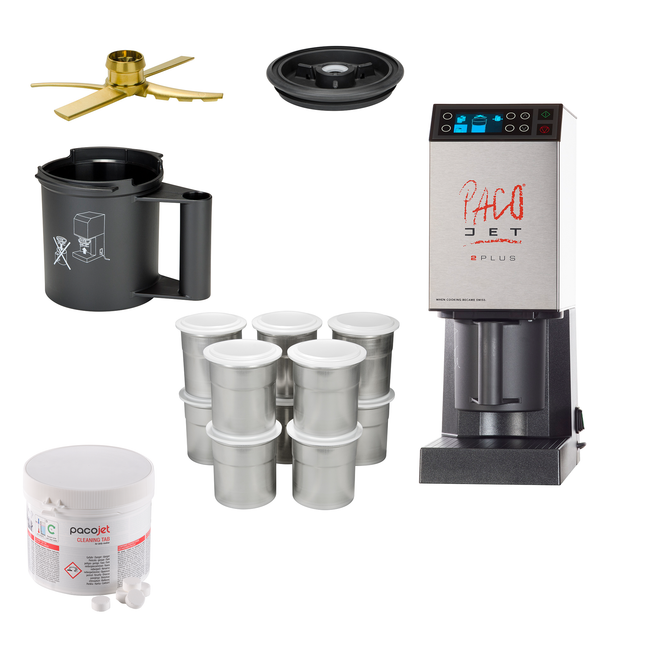 PacoJet 2 PLUS Profi Aktions-Set inkl. 10er Chromstahlbecher Set und Reinigungstabletten