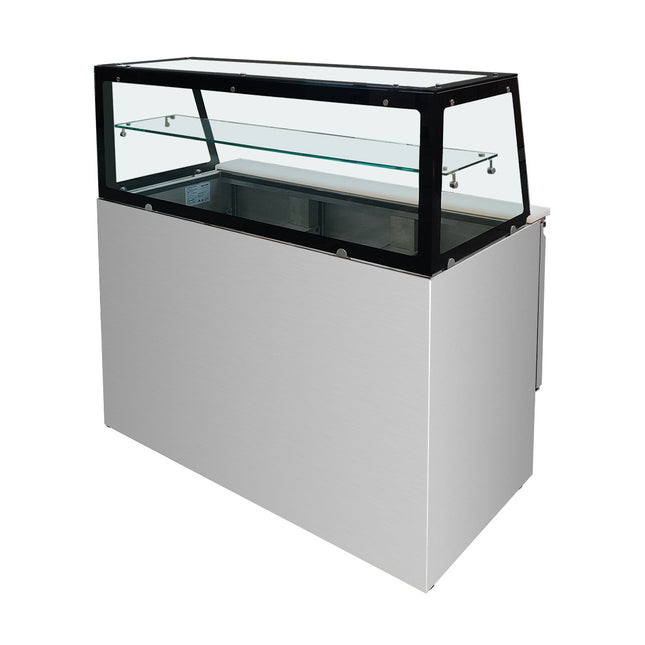 Skyrainbow Saladette 2 puertas, estructura de vidrio recto de 90 x 70, vidrio transparente con un borde negro