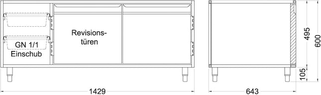 NordCap Einbauwärmevitrine BASIC E-146-53 PRO für GN 4/1