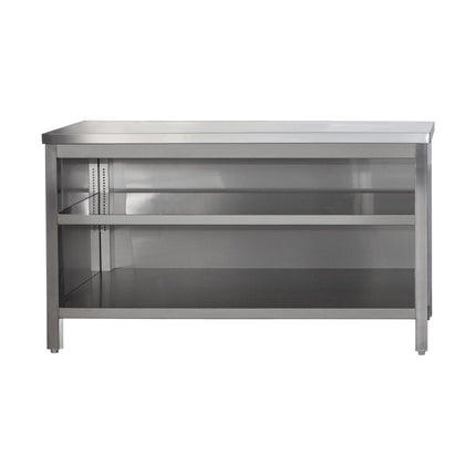 Edelstahl Arbeitsschrank offen mit höhenverstellbaren Zwischenboden | Bautiefe 800mm | AISI 304 von A & S Gastro – Edelstahlmöbel für die Gastronomie