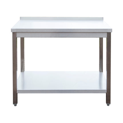 Edelstahl Arbeitstisch mit Aufkantung verschweißt | Bautiefe 800mm | mit Grundboden | AISI 304 von A & S Gastro – Edelstahlmöbel für die Gastronomie