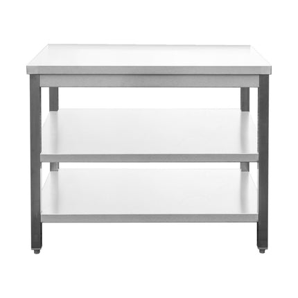 Edelstahl Arbeitstisch verschweißt | Bautiefe 800mm | mit Grundboden & Zwischenboden | AISI 304 von A & S Gastro – Edelstahlmöbel für die Gastronomie