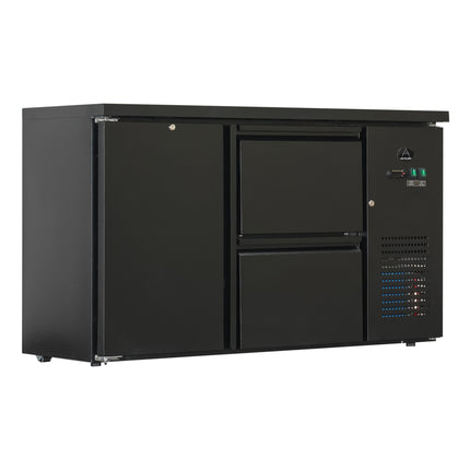 Flaschenkühltisch 280 Liter | Schwarz | 1 Tür + 2 Schubladen | 1465 x 520 x 840 mm von A & S Gastro – Kühlschränke für die Gastronomie