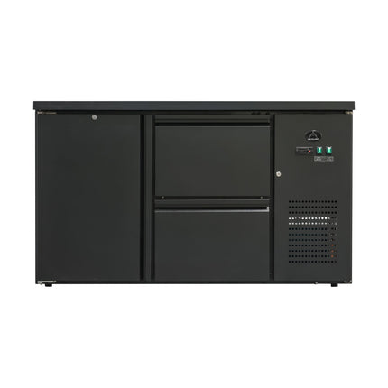 Flaschenkühltisch 280 Liter | Schwarz | 1 Tür + 2 Schubladen | 1465 x 520 x 840 mm von A & S Gastro – Kühlschränke für die Gastronomie