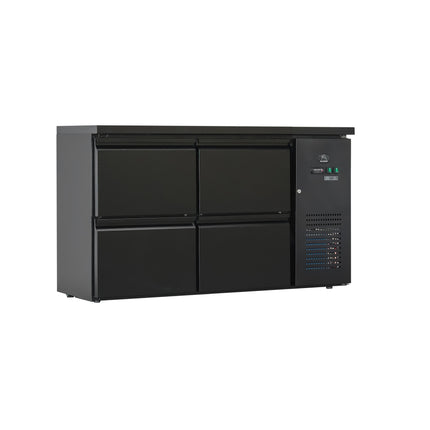 Flaschenkühltisch 280 Liter | Schwarz | 4 Schubladen | 1465 x 520 x 840 mm von A & S Gastro – Kühlschränke für die Gastronomie