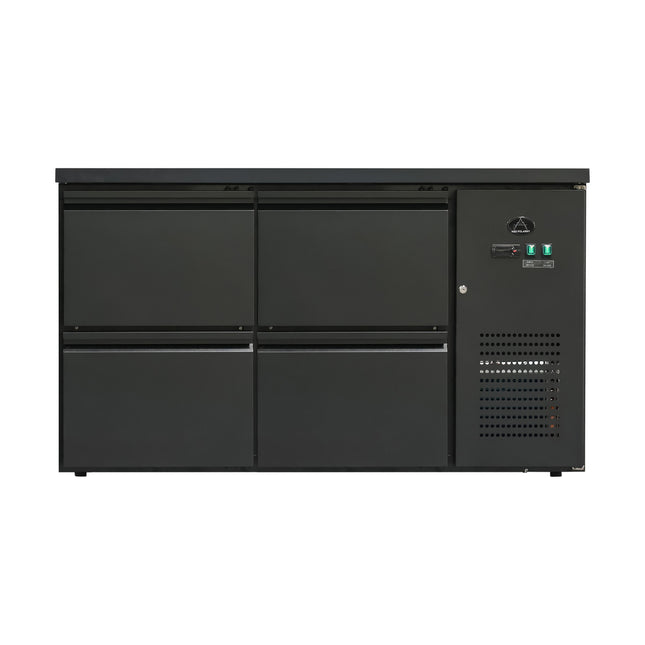 Flaschenkühltisch 280 Liter | Schwarz | 4 Schubladen | 1465 x 520 x 840 mm von A & S Gastro – Kühlschränke für die Gastronomie