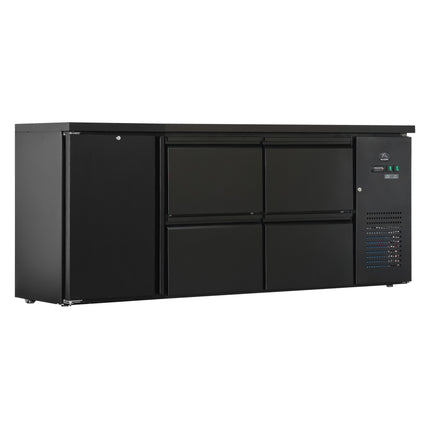 Flaschenkühltisch 425 Liter | Schwarz | 1 Tür + 4 Schubladen | 2005 x 520 x 840 mm von A & S Gastro – Kühlschränke für die Gastronomie
