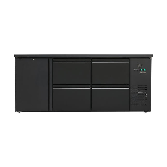 Flaschenkühltisch 425 Liter | Schwarz | 1 Tür + 4 Schubladen | 2005 x 520 x 840 mm von A & S Gastro – Kühlschränke für die Gastronomie