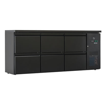 Flaschenkühltisch 425 Liter | Schwarz | 6 Schubladen | 2005 x 520 x 840 mm von A & S Gastro – Kühlschränke für die Gastronomie