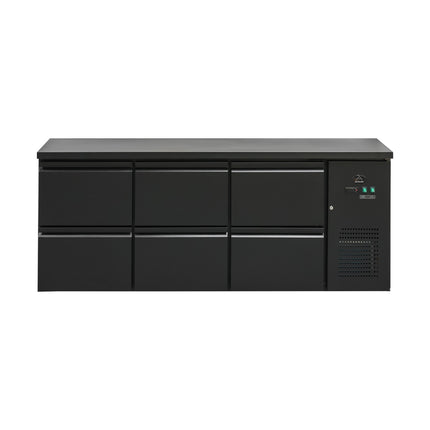 Flaschenkühltisch 425 Liter | Schwarz | 6 Schubladen | 2005 x 520 x 840 mm von A & S Gastro – Kühlschränke für die Gastronomie