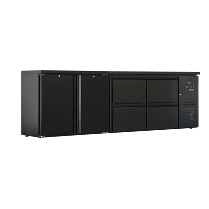 Flaschenkühltisch 600 Liter | Schwarz | 2 Türen + 4 Schubladen | 2545 x 520 x 840 mm von A & S Gastro – Kühlschränke für die Gastronomie