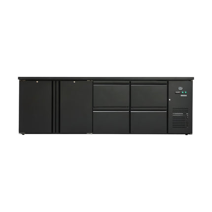 Flaschenkühltisch 600 Liter | Schwarz | 2 Türen + 4 Schubladen | 2545 x 520 x 840 mm von A & S Gastro – Kühlschränke für die Gastronomie