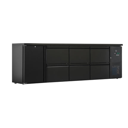 Flaschenkühltisch 600 Liter | Schwarz | 1 Tür + 6 Schubladen | 2545 x 520 x 840 mm von A & S Gastro – Kühlschränke für die Gastronomie