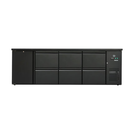 Flaschenkühltisch 600 Liter | Schwarz | 1 Tür + 6 Schubladen | 2545 x 520 x 840 mm von A & S Gastro – Kühlschränke für die Gastronomie