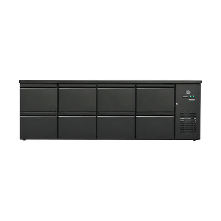 Flaschenkühltisch 600 Liter | Schwarz | 8 Schubladen | 2545 x 520 x 840 mm von A & S Gastro – Kühlschränke für die Gastronomie