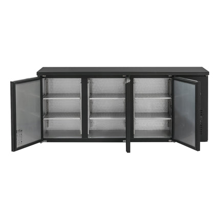 Flaschenkühltisch 425 Liter | Schwarz | 3 Türen | 2005 x 520 x 840 mm von A & S Gastro – Kühlschränke für die Gastronomie