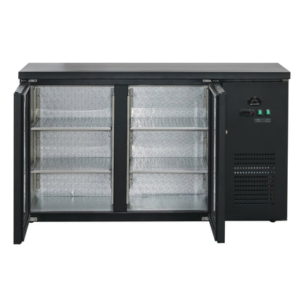 Flaschenkühltisch 280 Liter | Schwarz | 2 Türen | 1465 x 520 x 840 mm von A & S Gastro – Kühlschränke für die Gastronomie