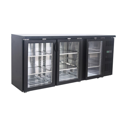 Flaschennkühltisch 355 Liter | Schwarz | 3 Glastüren | 2000 x 530 x 870 mm von A & S Gastro – Kühlschränke für die Gastronomie