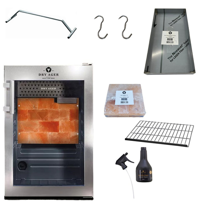 DRY AGER Fleischreifeschrank DX500 Premium S mit Smart Aging & LED Salzwandoptik Starter Set - Salmgastro Onlineshop - 8171556_Starter Set - Lava Landig Dry Ager - 