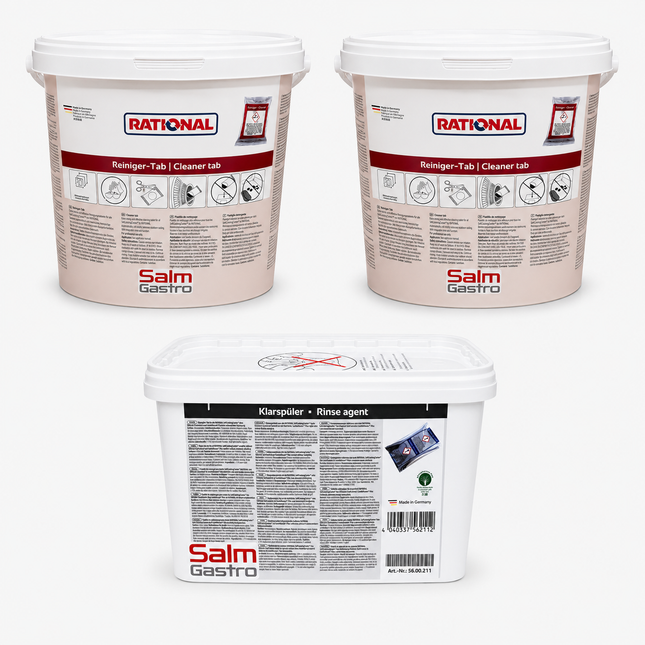 Promoción de paquete 2x <tc>Rational</tc> Pastillas de limpieza para todos los Self Cooking Center SCC + 1 gratis <tc>Rational</tc> Pastilla de abrillantador sin CareControl SelfCookingCenter