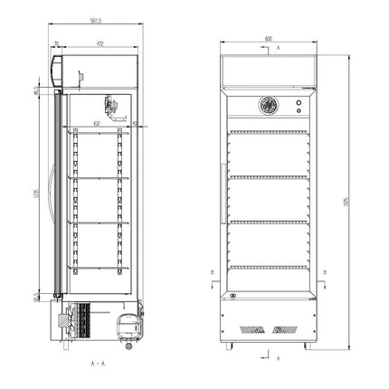 Vaiotec Getränkekühlschrank Easyline 290L mit Leuchtaufsatz Schwarz Ausstellungsstück