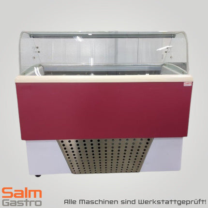 Gel - o - Mat Speiseeisvitrine Brio 14 mit Glasaufsatz Rot gebraucht 230V 7x5L Eisbehälter - Salmgastro Onlineshop - 8171337 - gel - o - mat - 