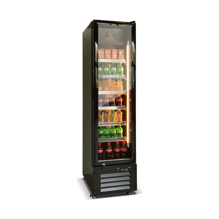 Getränkekühlschrank 220 Liter | schwarz | 420 X 485 X 1890 mm von A & S Gastro – Kühlschränke für die Gastronomie