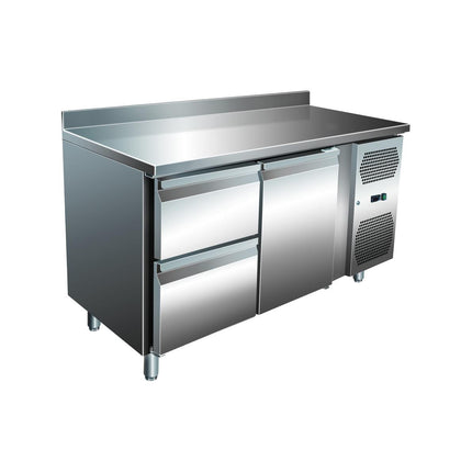 VIP Kühltisch mit 1x 2 Schubladen und 1 Tür und Aufkantung -2 bis +8°C 1.360x600x960 mm von A & S Gastro – Kühltische für die Gastronomie