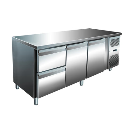 VIP Kühltisch mit 1x 2 Schubladen und 2 Türen -2 bis +8°C 1.795x700x860 mm von A & S Gastro – Kühltische für die Gastronomie