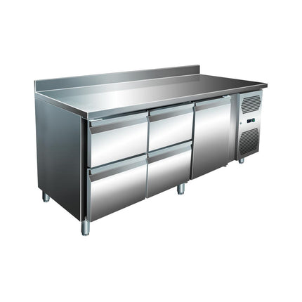 VIP Kühltisch mit 2x 2 Schubladen und 1 Tür und Aufkantung -2 bis +8°C 1.795x700x960 mm von A & S Gastro – Kühltische für die Gastronomie