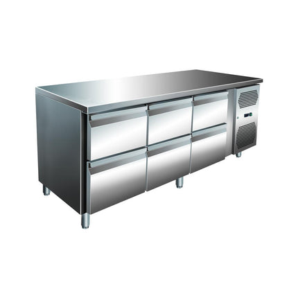 VIP Kühltisch mit 3x 2 Schubladen -2 bis +8°C 1.795x700x860 mm von A & S Gastro – Kühltische für die Gastronomie