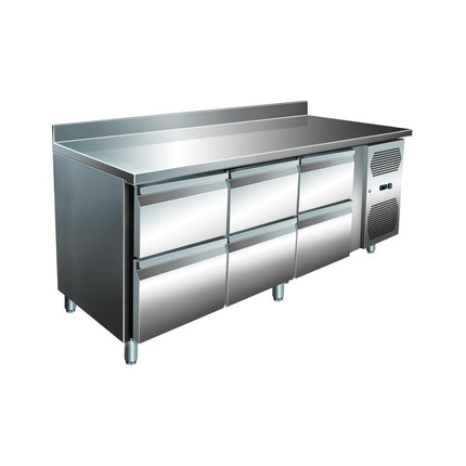 VIP Kühltisch mit 3x 2 Schubladen und Aufkantung -2 bis +8°C 1.795x600x960 mm von A & S Gastro – Kühltische für die Gastronomie