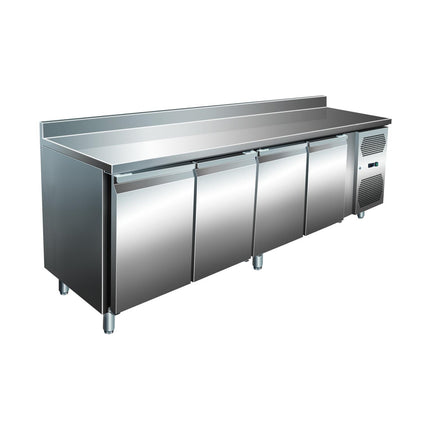 VIP Kühltisch mit 4 Türen und Aufkantung -2 bis +8°C 2.230x600x960 mm von A & S Gastro – Kühltische für die Gastronomie