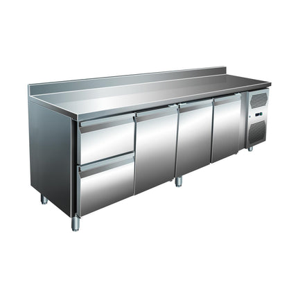 VIP Kühltisch mit 1x 2 Schubladen und 3 Türen und Aufkantung -2 bis +8°C 2.230x600x960 mm von A & S Gastro – Kühltische für die Gastronomie