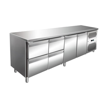 VIP Kühltisch mit 2x 2 Schubladen und 2 Türen -2 bis +8°C 2.230x600x860 mm von A & S Gastro – Kühltische für die Gastronomie