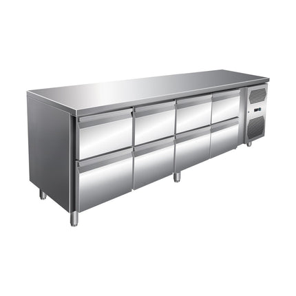 VIP Kühltisch mit 4x 2 Schubladen -2 bis +8°C 2.230x600x860 mm von A & S Gastro – Kühltische für die Gastronomie