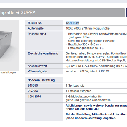 MKN Elektro Griddleplatte Gr. 3/4 SUPRA Counter 400V SL Tischgerät - Salmgastro Onlineshop - 8175282 - MKN - 