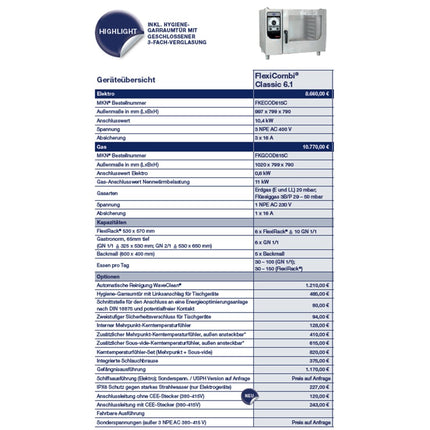 MKN FlexiCombi Classic 6.1 Elektro 400V 10,4 kW Linksanschlag gebraucht - Salmgastro Onlineshop - 8175782 - MKN - 