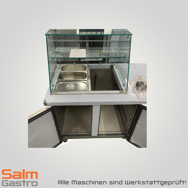 Morgan Kühltisch Saladette mit Glasaufsatz 2 türig 230 V steckerfertig umluftgekühlt gebraucht - Salmgastro Onlineshop - 8140611 - Morgan -