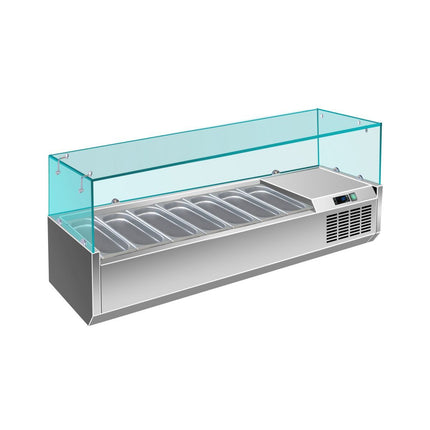 Pizzakühlaufsatz mit Glasaufsatz 6x 1/4 GN | 1500x335x460 mm von A & S Gastro – Kühltische für die Gastronomie
