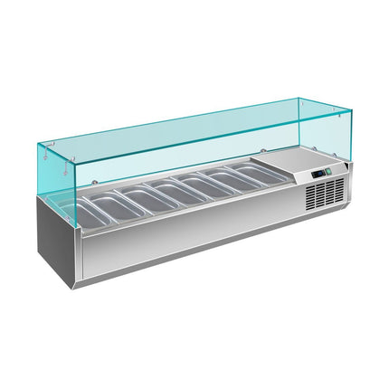 Pizzaühlaufsatz mit Glasaufsatz 7x 1/4 GN | 1600x335x460 mm von A & S Gastro – Kühltische für die Gastronomie